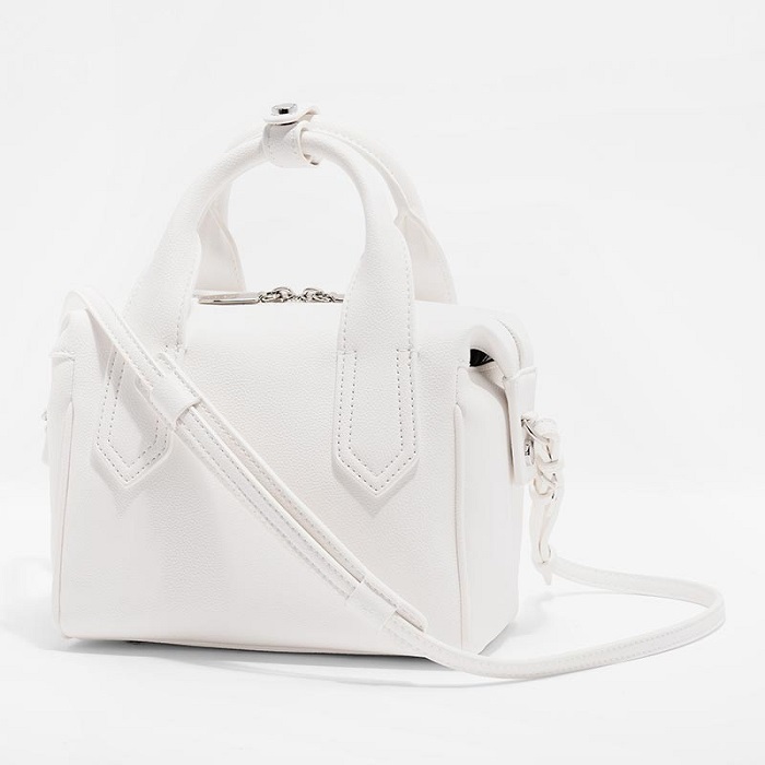 SAG6169 White Charles & Keith Soft Leather Bowling Bag